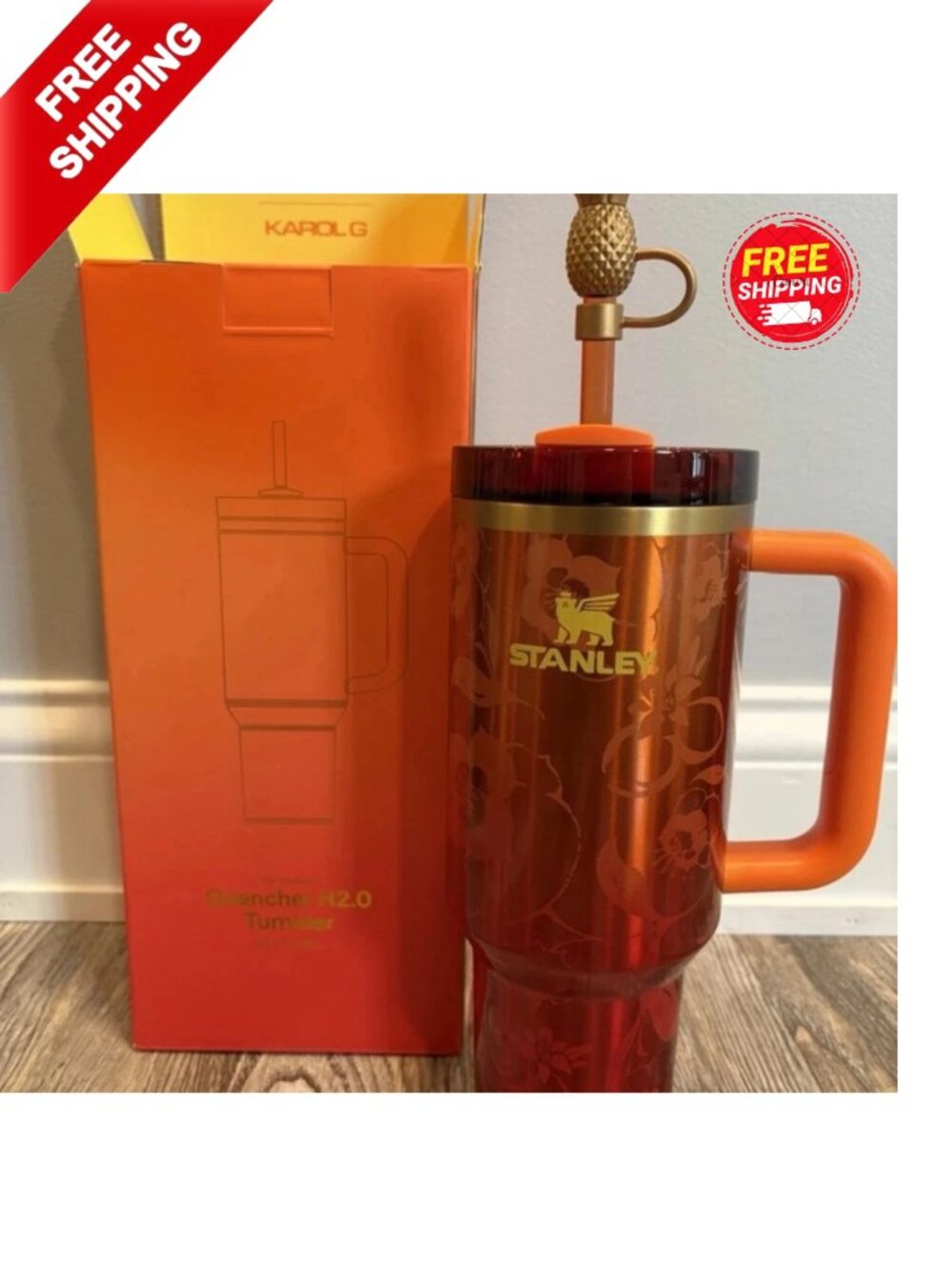Stanley x KAROL G 40oz Quencher H2.0 FlowState Tumbler Cup New-Free Shiping-